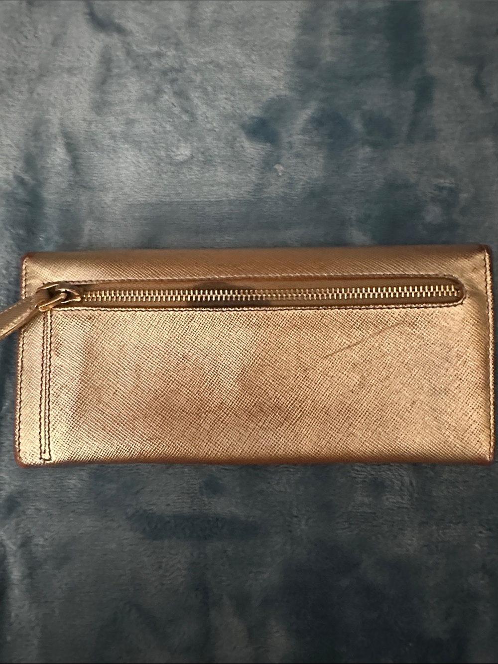 Prada Metallic Rose Gold Saffiano Continental Wallet - Picture 2 of 3